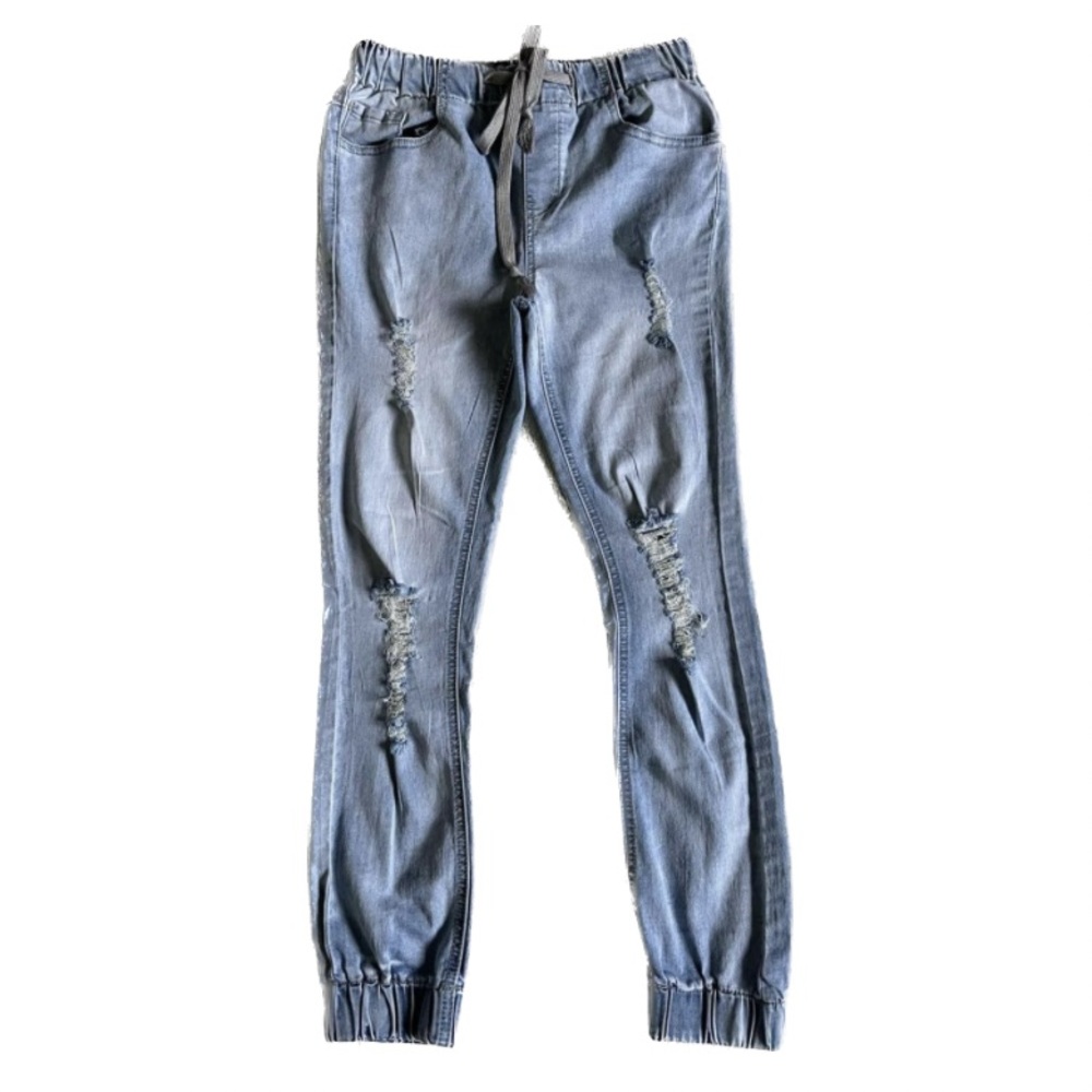 Like new! Girl Distressed Denim Joggers Jeans sz 3 Youth